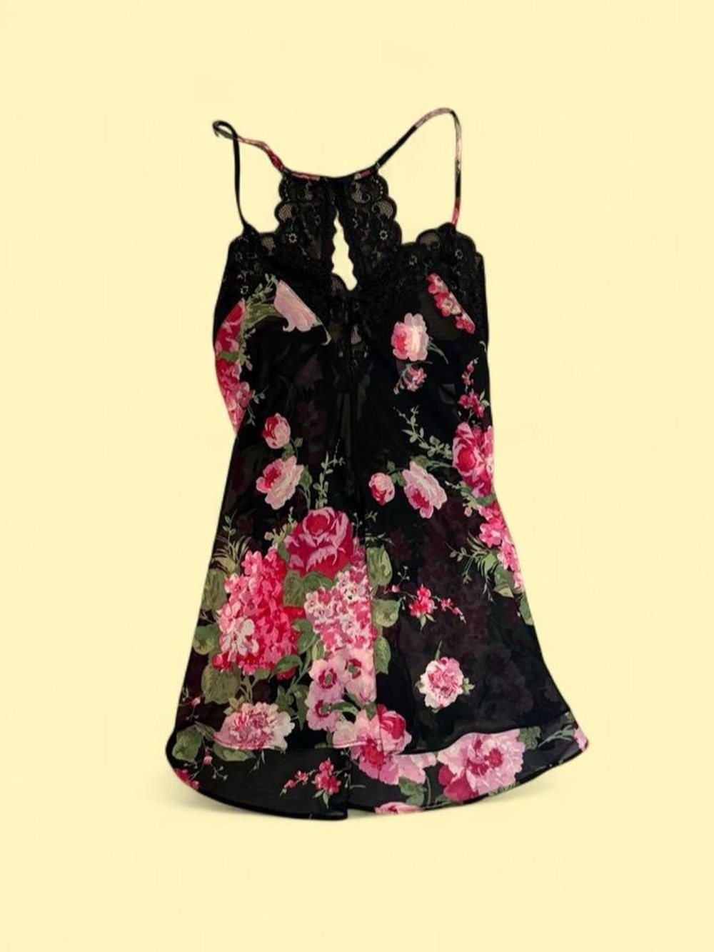 In Bloom Black Chemise with Pink Floral Print